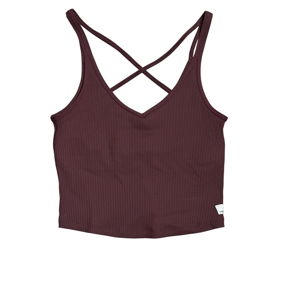 Vuori Rib Crop Tank in BROWN Size XS/S